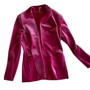 Norma Kamali, single breasted blazer velvet rose